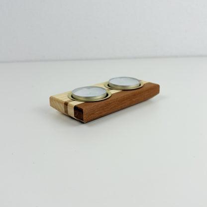 Set of 2 Solid Wood Tealight Holders | Ash, Bankirai & Brass