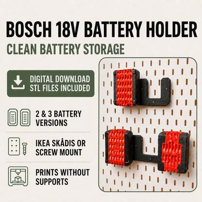Bosch 18V Battery Holder (Digital Product, STL)