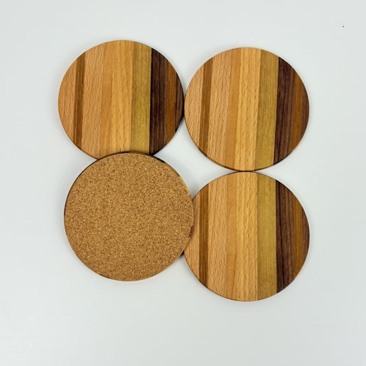 4er Set Glasuntersetzer rund aus Holz