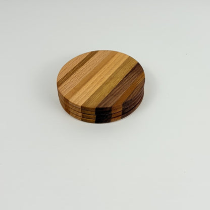 4er Set Glasuntersetzer rund aus Holz