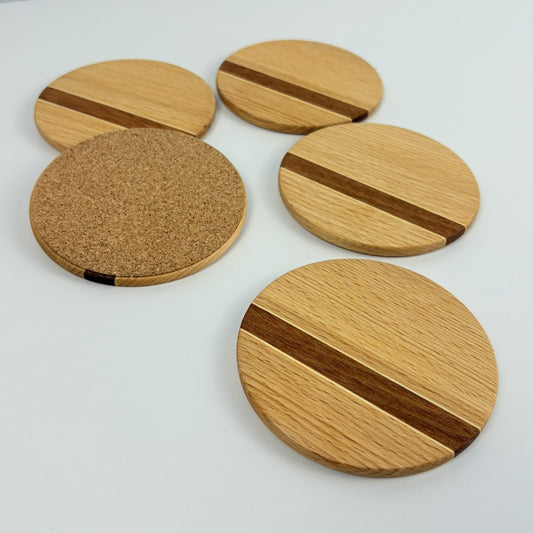 5er Set Glasuntersetzer rund aus Holz