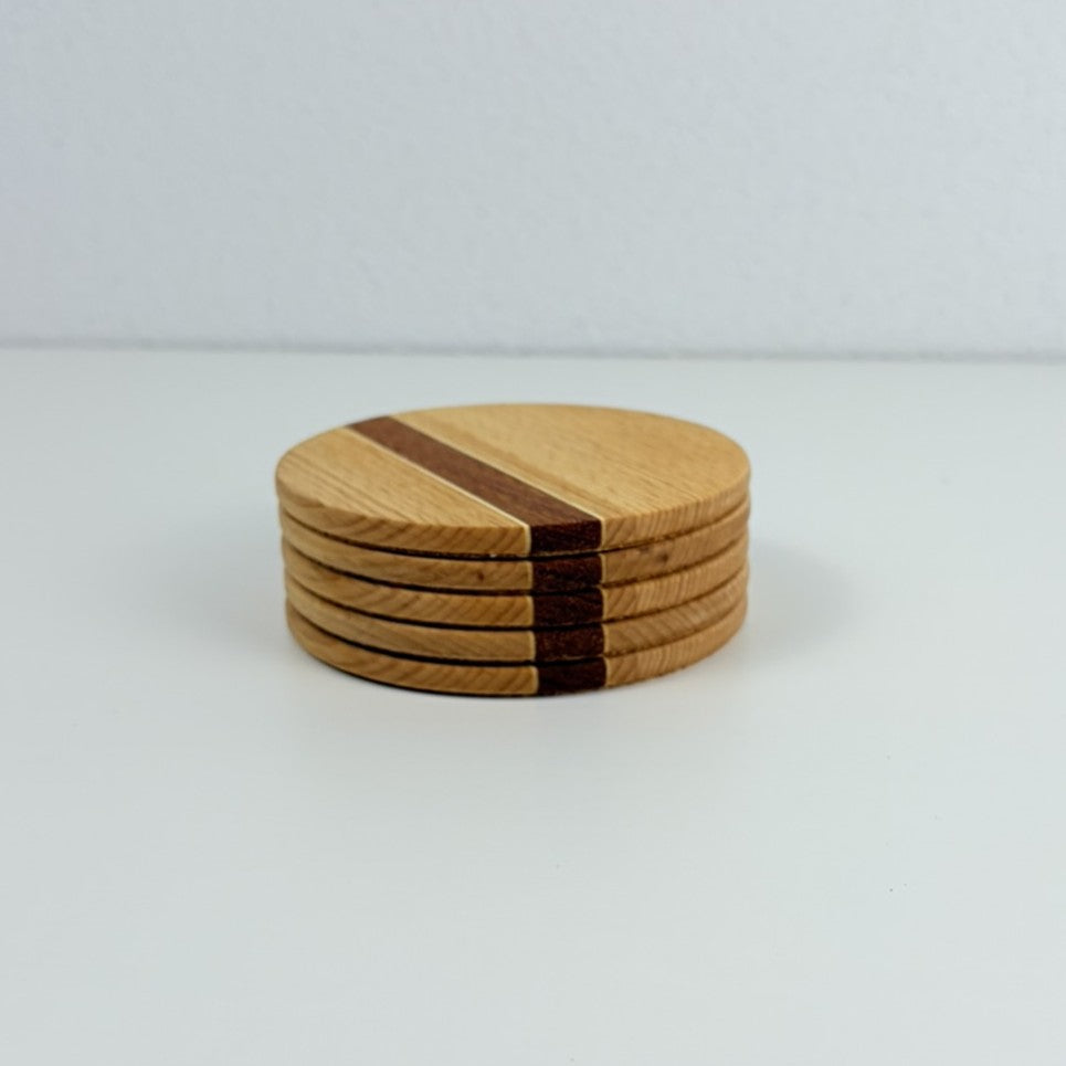 5er Set Glasuntersetzer rund aus Holz