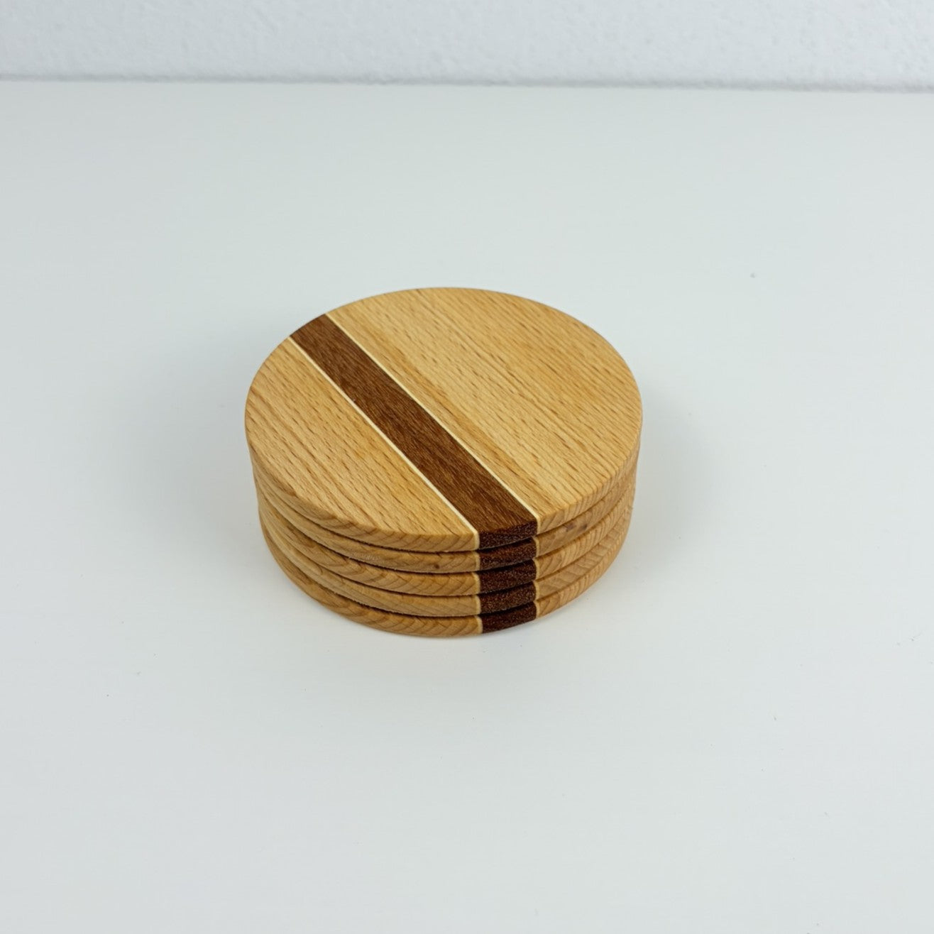 5er Set Glasuntersetzer rund aus Holz