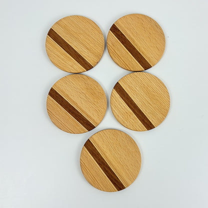5er Set Glasuntersetzer rund aus Holz