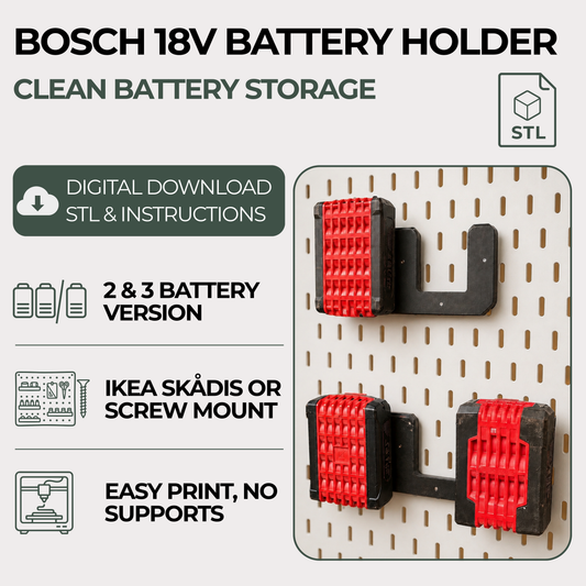Bosch 18V Akkuhalter (3D Druck STL Datei)