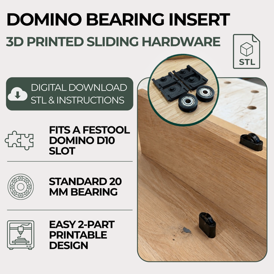 Festool Domino D10 Kugellager-Einsatz für Schiebetüren, Schubladen & Möbelbau (3D Druck STL Datei)