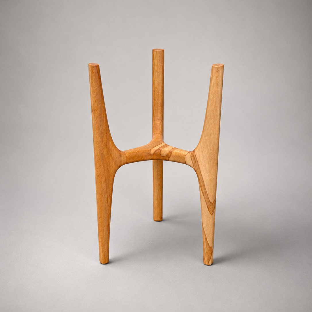Mid-Century Modern Plant Stand – Solid Beech (Heartwood) | Size S